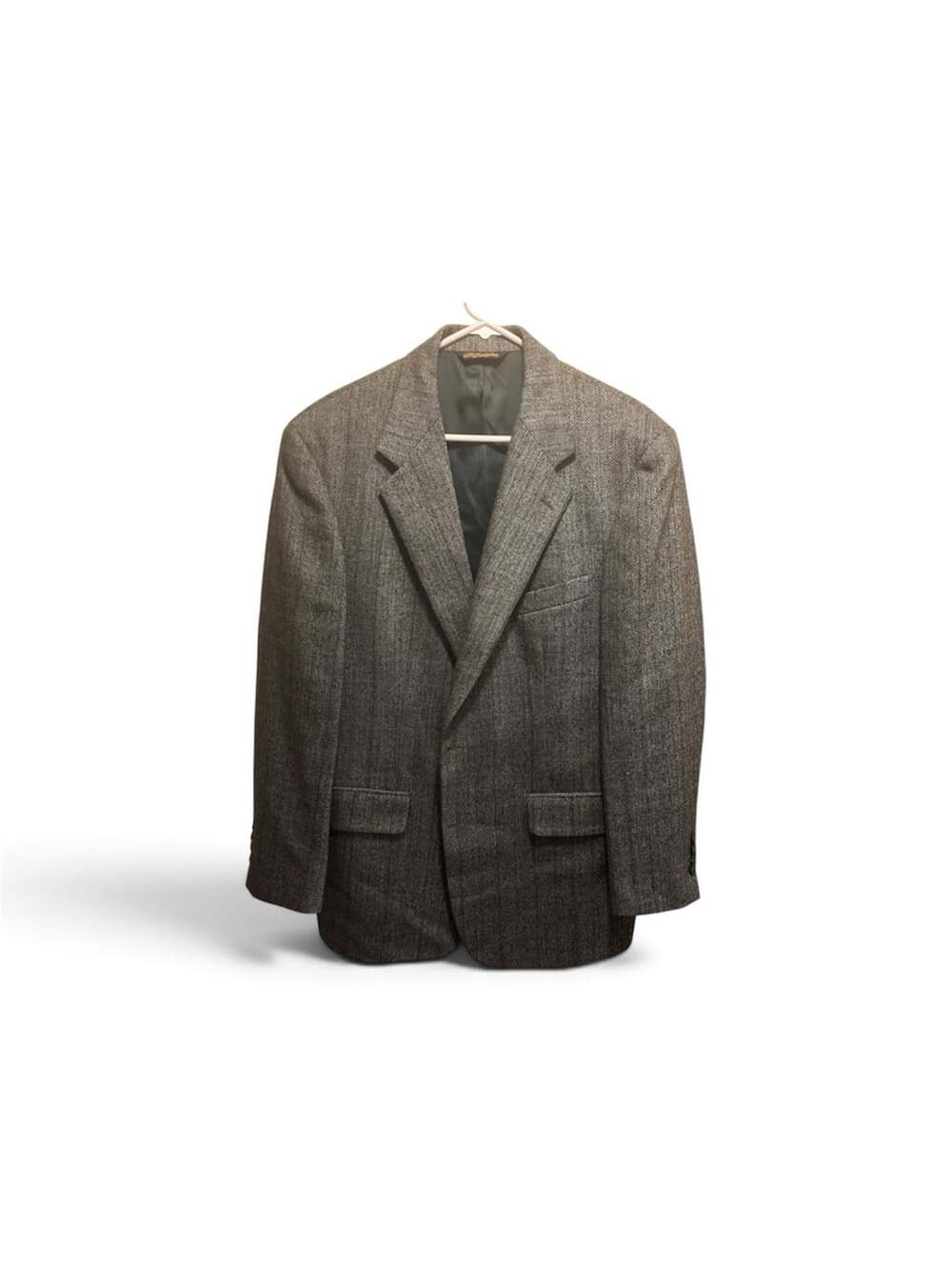 Brooks Brothers Vintage Pure Wool Grey Herringbone Tweed Blazer Jacket 42 R